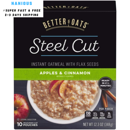 Better Oats Steel Cut Insant Oatmeal with Flax Seeds, 12.3 O