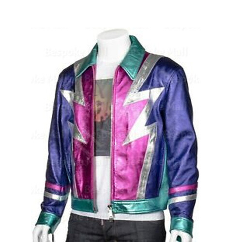 Pre-owned Handmade Men's Multicolored Punk Unique Brando Style Cowhide Biker Leather Jacket-643