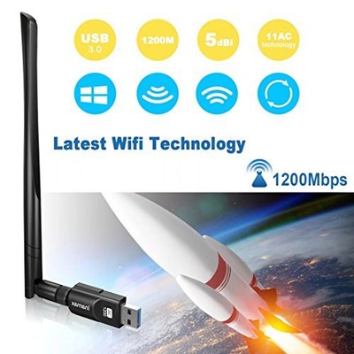 Inamax USB Wifi Adapter 1200 Mbps USB 3.0 Wireless Network Wifi Dongle 5dBi In