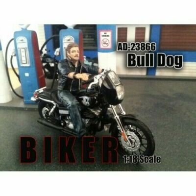 BIKER BULL DOG FIGURINE FOR 1/18 SCALE MODELS BY AMERICAN DIORAMA 23866