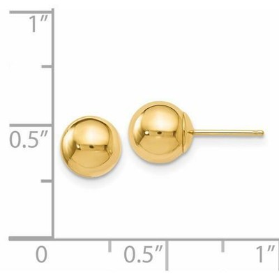 KABBALAH KING 14K YELLOW GOLD BALL DESIGN 7MM DIAMETER HALO STUD EARRINGS PUSH BACKS GIFT