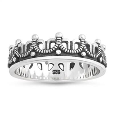 925 Sterling Silver Crown  Fashion Ring New Size 4-10