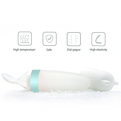 Burabi Silicone Squeeze Feeding Spoon, Baby Food Dispensing Spoon with Dust BPA