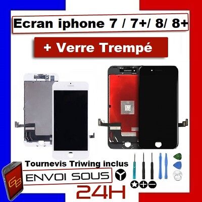 ECRAN LCD VITRE TACTILE NOIR BLANC IPHONE 7 /  7 plus  iphone 8 OU 8 PLUS  