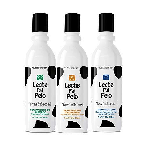 Leche Pal Pelo Tradicional Shampoo, Thermal Protector and Instant Hair Reconstru