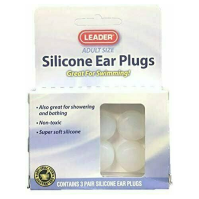 Leader Silicone Ear Plugs Adult Size Great For Swimming Super Soft 3 Pairs