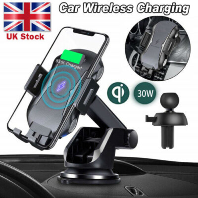 Automatic Clamping 30W Wireless Car Charger Fast Charging Phone Mount Holder US