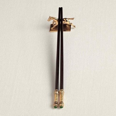 NEW L'OBJET HORSE KNIFE + CHOPSTICK RESTS (SET OF 6) - PLATINUM