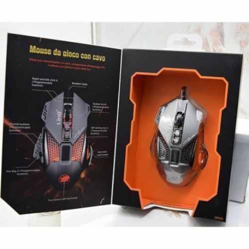 Mouse Gaming Da Gioco Con Filo Usb 2.0 DPI Regolabile 4000dpi 7 RGb Linq GM8009