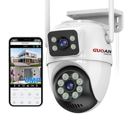 【Security Cameras Wireless Outdoor】 Dual Lens Linkage,6MP WiFi Star-Black