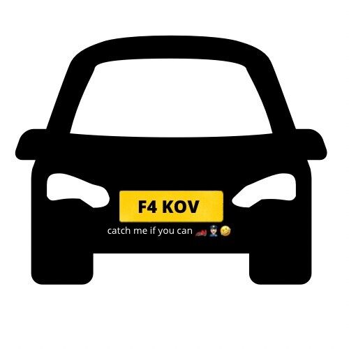 Private Registration F4 KOV –valuable private reg,investment,unique gift,distinctive,rude,funny,rare