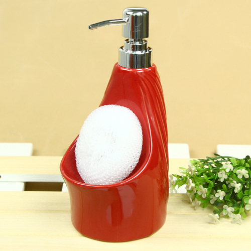 Dispenser Porta Sapone Liquido Portasapone 2in1 Porta Spugna Ceramica dfh