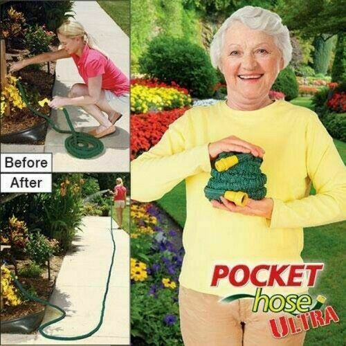 Pocket Hose Ultra Expandable 3X Stronger 50 Ft Garden Lawn watering Seen On TV
