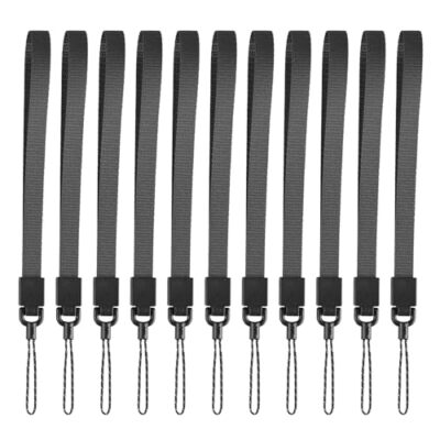 10Pcs Hand Wrist Strap, Wrist Lanyards Braided Flat String for Keys Phone Black