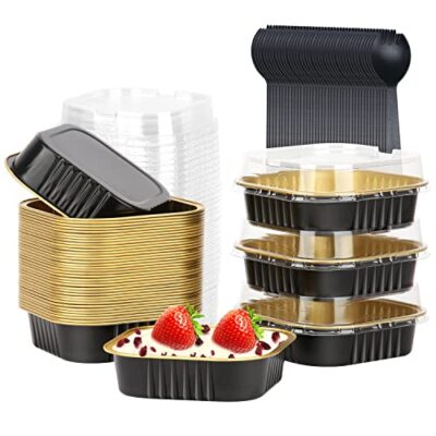 7.5oz Cupcake Mini Cake Pans With Lids 40 Pack Aluminum Cupcake Liners Brownie B