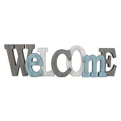 Rustic Wooden Teal Home Sign Decorative Cutout Letters Freestanding Block Word S