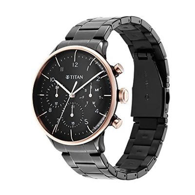 Pre-owned Titan Analog Black Dial Men's Watch-90102km01