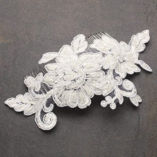 Paris By Debra Moreland Ivory Enamel Flower Hair Comb Bridal  display picture 2
