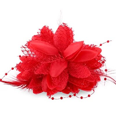 Sibba Flower Hats Clips Hairpin Barrettes Rose Hair Dress Accessories Red