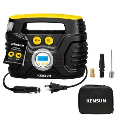 Kensun AC/DC Tire Inflator Pump for Car 12V DC and Home 110V AC Swift Perform...