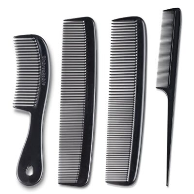  4 Piece Professional Comb Set - USA MADE - Fine Pro Tail 4 Piece Set Black