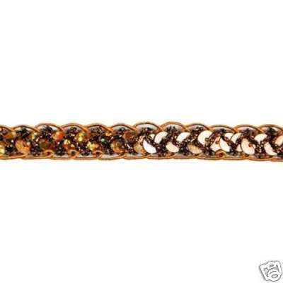 E4570 ~ HOLOGRAM BROWN BRAIDED CORD SEQUIN TRIM SEWING CRAFTS @ GLORY'S HOUSE @