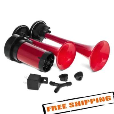 Hella 003001651 12V Twin-Tone Air Horn Kit with Compressor