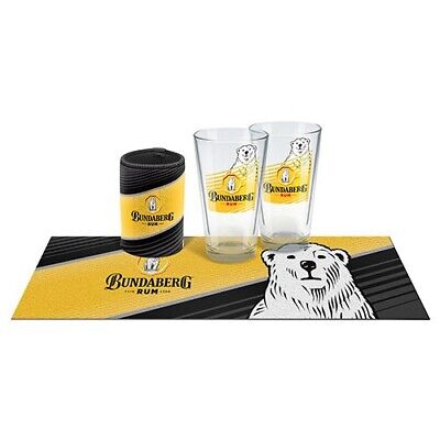 Bundy Bundaberg Rum Bar Runner Glasses Cooler Essentials Gift Pack Fathers Day