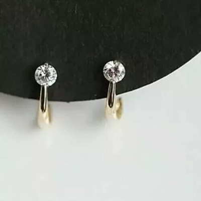 14K Yellow Gold Plated 1Ct Round Lab Created Diamond Stud Women's Gift Earring's