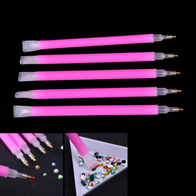 5Pcs/set Dual-ended Nail Art Rhinestone Gem Picker Pink Dotting Pen ManicurU-ca@