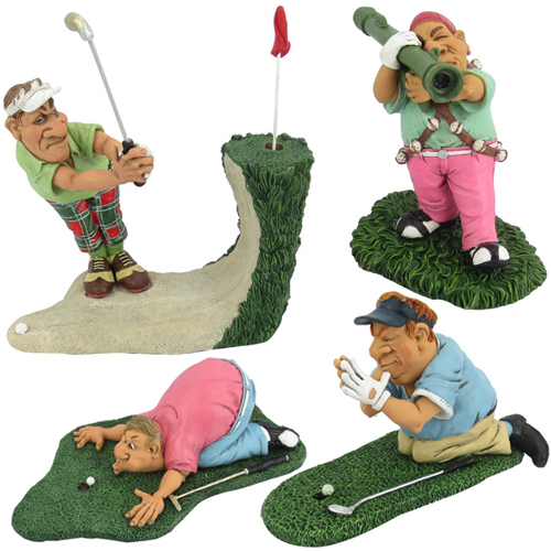 GOLF FIGURINES GOLFER MENS GIFT SET STATUE NOVELTY ORNAMENT FIGURE