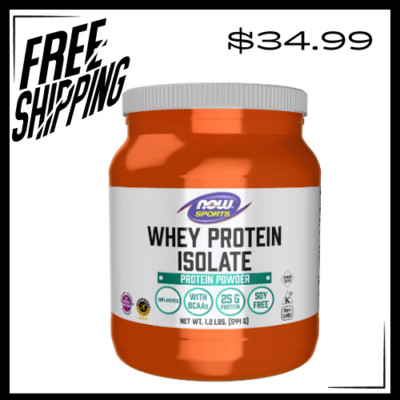 NOW Sports Nutrition, Whey Protein Isolate, 25 G With BCAAs, Unflavored Powder,