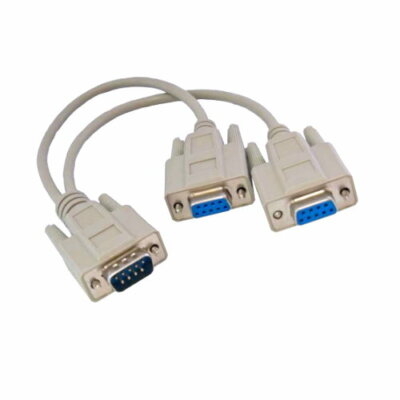 Kentek 1 ft DB9 Male to 2x DB9 Female Y Splitter Cable Serial Data RS-232