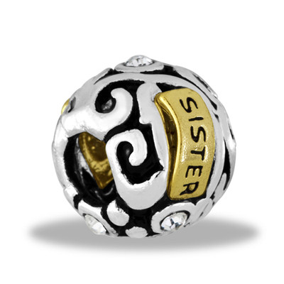 DaVinci Beads Charm - SISTER Two-Tone - Buy 2 or More DaVinci and Save!