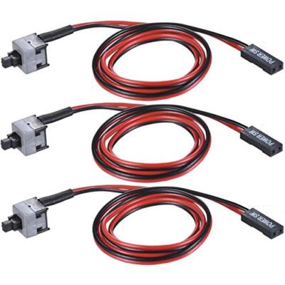 3 Pack 2 Pin SW PC Desktop Power Cable On/Off Push Button ATX Switch Cord 45CM