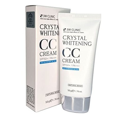 3W CLINIC Crystal CC Cream 50ml SPF50 PA+++  Natural Beige/ Multi-CC cream Su...