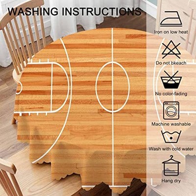 Tablecloth Round Table Cloth Parquet Indoor Court 60 inch Basketball Court