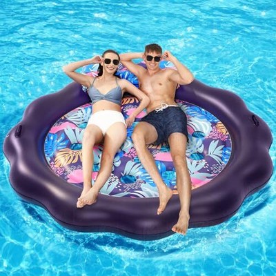 Giant Inflatable Pool Float Mat Heavy Duty with Headrest Oversized Lounger Raft