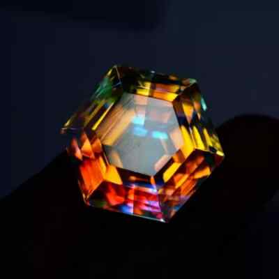 80 Ct NATURAL Mystic Quartz Rainbow Color HEXAGON Cut GIE Certified Gemstone