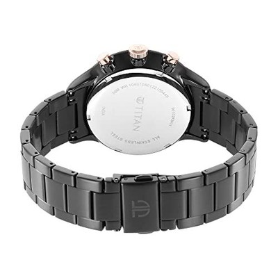 Pre-owned Titan Analog Black Dial Men's Watch-90102km01