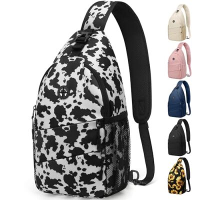 Crossbody Bags for Women Men Trendy Sling Bag Bakpack Casual Chest Bag Cowprint