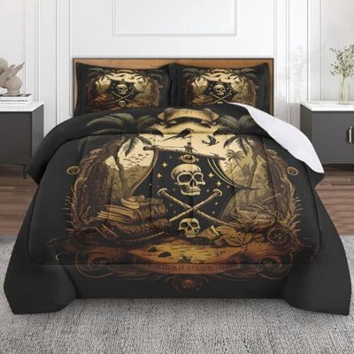 Pirate Skull Skeleton Comforter Set Size Comforter Halloween King Multi 74