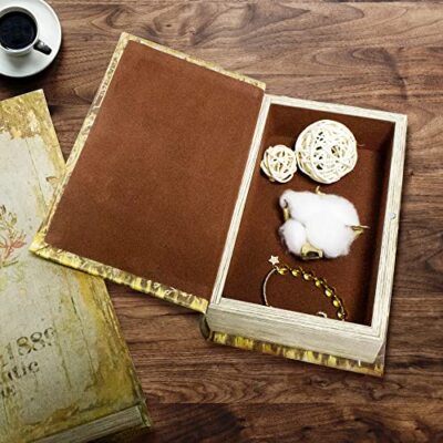 Decorative Book Box Set of 2 Trinket Keepsake Storage Boxes Book Shaped Stora...