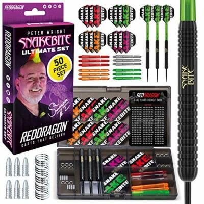 Peter Wright Snakebite Ultimate 50 Piece Darts and Accessory Set - 22 Gramm