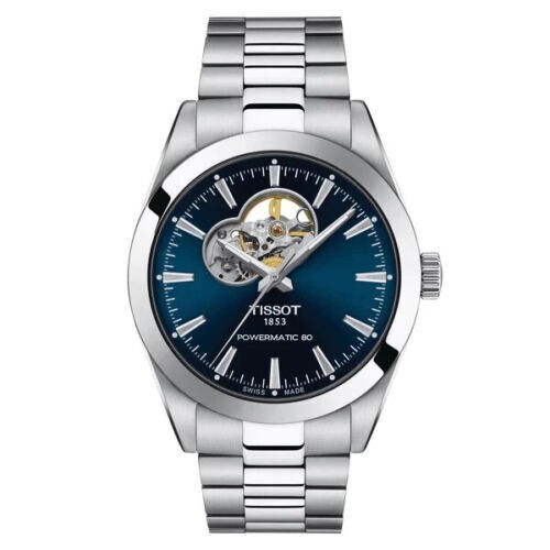 Pre-owned Tissot Powermatic 80 Open Heart T1274071104101 T127.407.11.041.01 (fedex 2 Day)