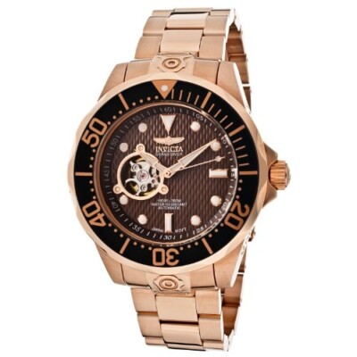 Мужские часы Invicta Pro Diver с коричневым циферблатом из 18-каратного розового золота с покрытием 13713