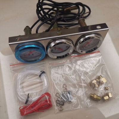 3in1 52mm 2" Chrome Car Triple Gauge Set Kit Water Temp Oil Pressure Volt Meter