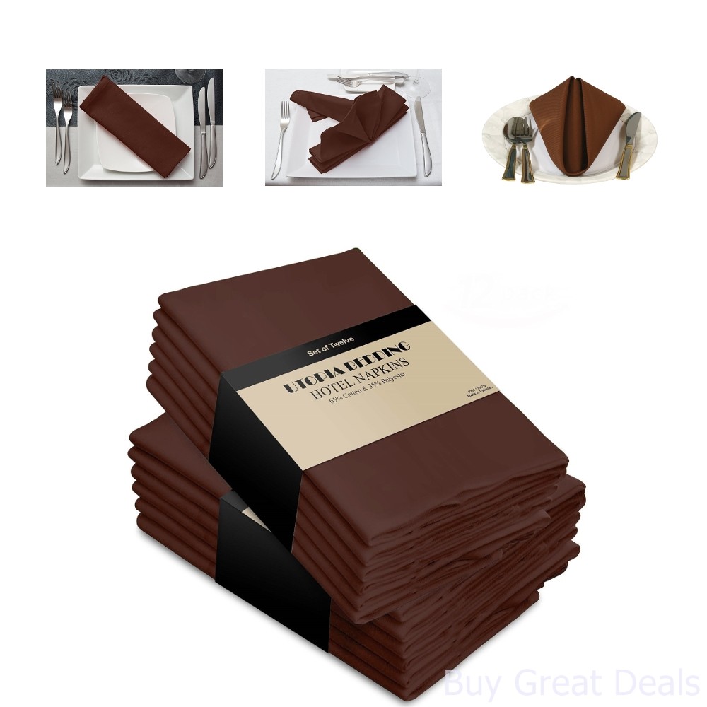 Cloth Napkins Cotton Dinner Napkins Brown Pack 18x18in Soft and