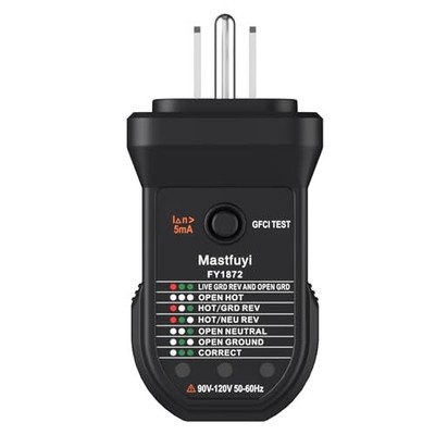 Outlet Tester, Receptacle Tester for Standard 3-Wire 120V Electrical [ FY1872 ]
