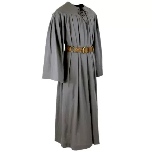 Pre-owned Handmade Grey Medieval Tunic Renaissance Men Wizard Robe Clergy Costume Priest Robe In Gray
